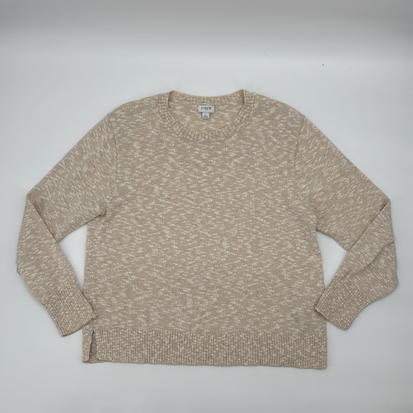 J Crew Factory Crewneck beach sweater in Heather tan/cream size Large NWOT BQ689 - Picture 3 of 9